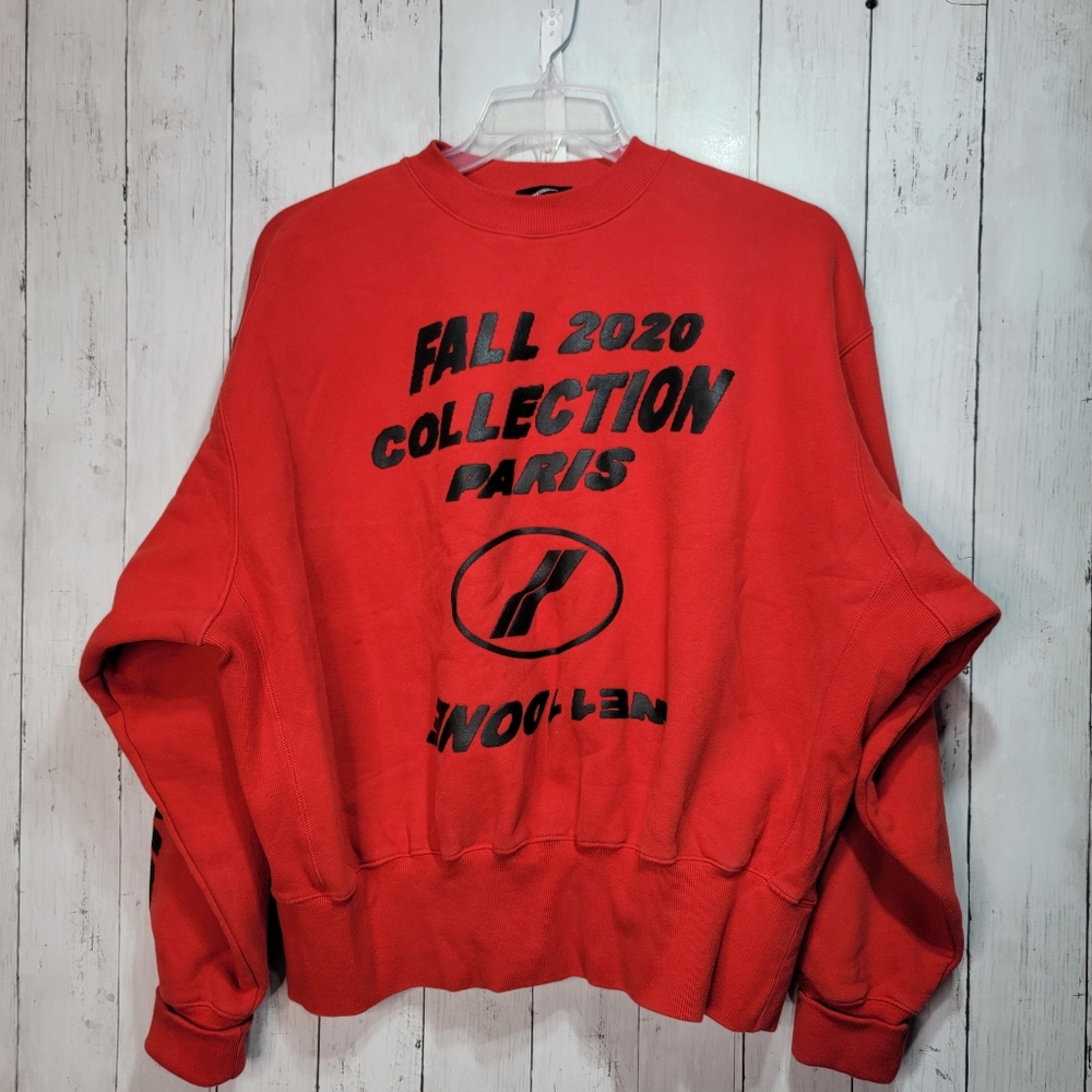 We11-Done Red Heavyweight Graphic Spellout Sweatshirt Size Small Cotton Blend.